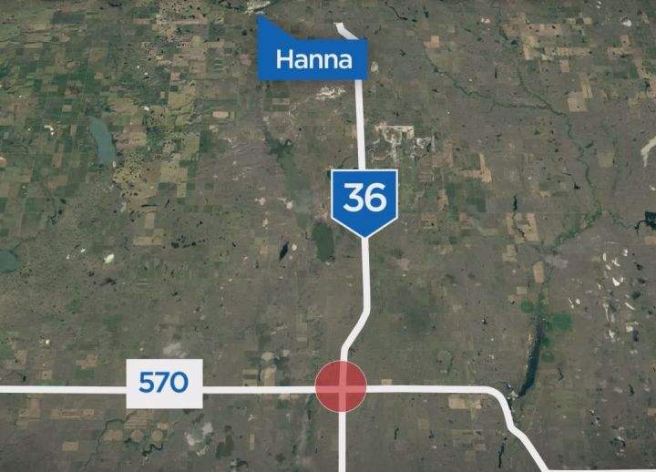 Three people died in a crash south of Hanna, Alta. on Aug. 16, 2017.