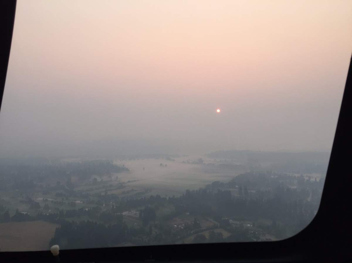 A hazy sunrise over Vancouver Thursday morning.