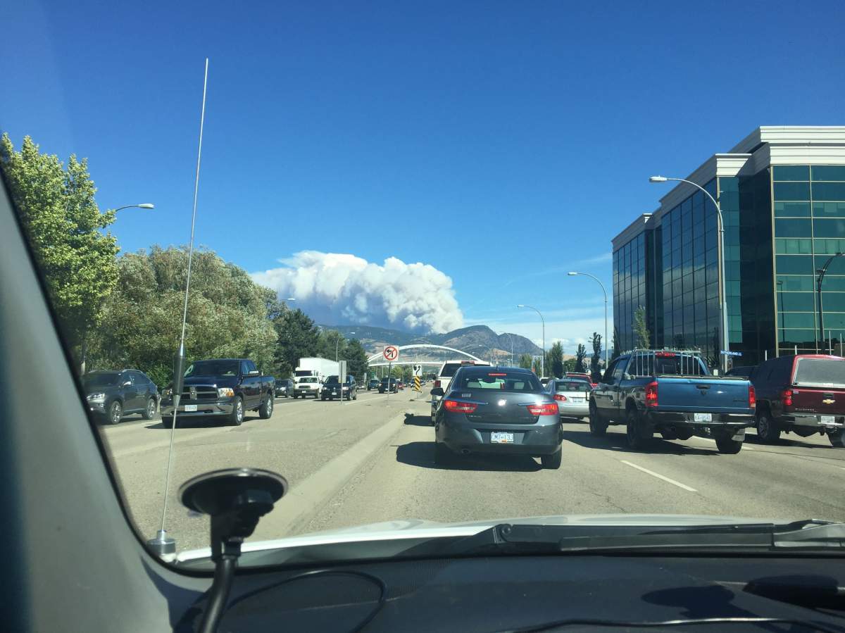 Photo of the Joe Rich area fire near Kelowna on Aug. 24, 2017.