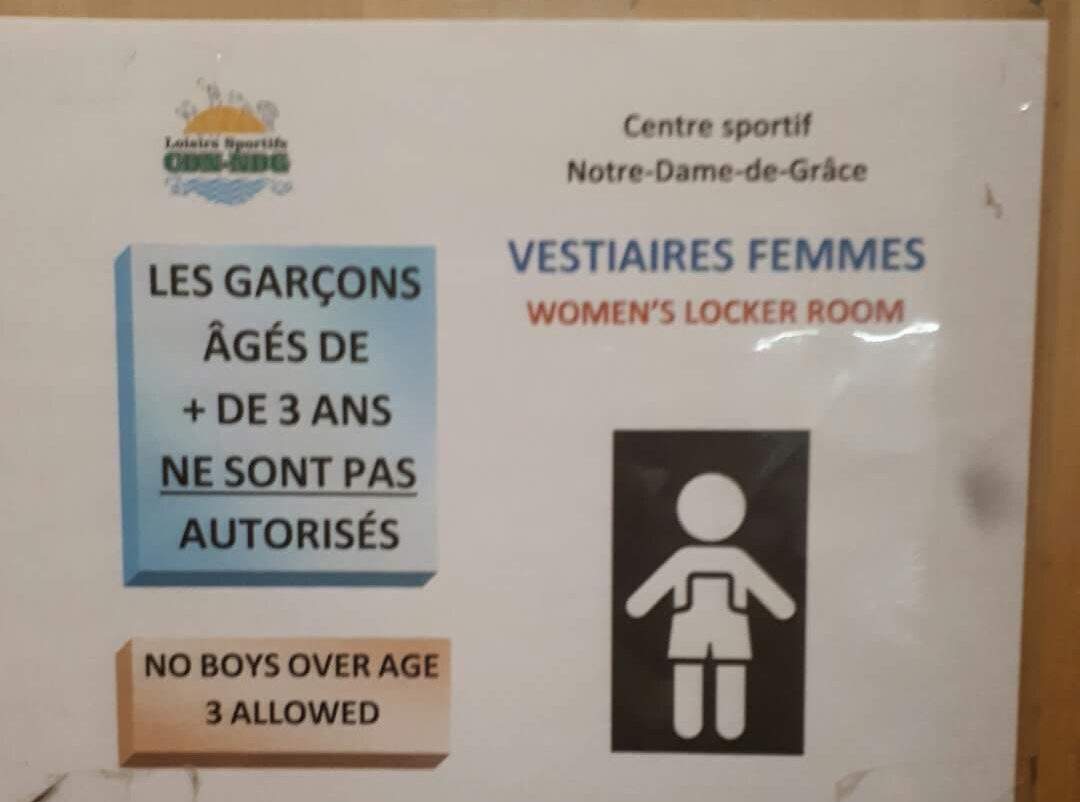 Children over the age of three are not allowed to go into the change room with their opposite-sex parent at Benny Pool in NDG, Weds. Aug. 2, 2017.