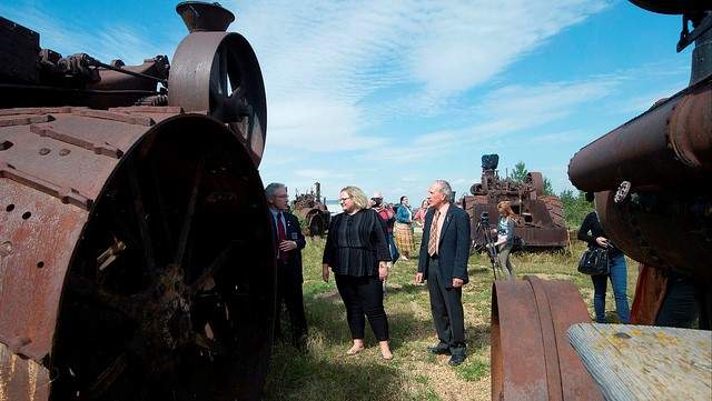 Noel Ratch, executive director of Reynolds-Alberta Museum, Deputy Premier Sarah Hoffman and Bruce Hinkley, MLA for Wetaskiwin-Camrose at the Reynolds-Alberta Museum.