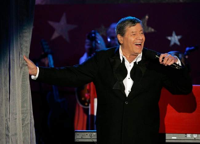 In this Sept. 5, 2005, photo, longtime host Jerry Lewis performs during the Muscular Dystrophy Association telethon in Beverly Hills, Calif.