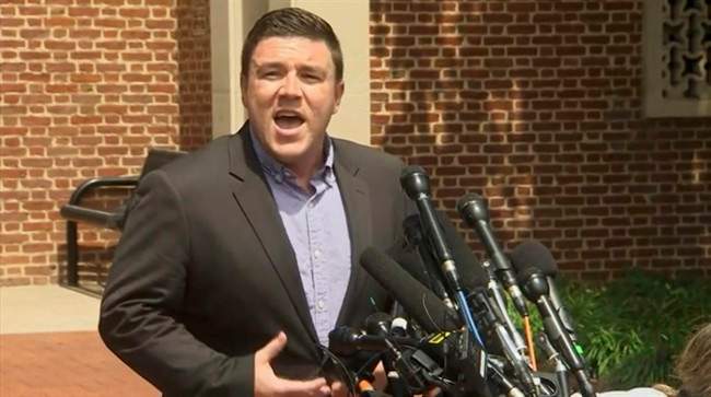 In this frame from video, Jason Kessler, a blogger based in Charlottesville, Va., speaks to the media on Sunday, Aug. 13, 2017. Kessler, who organized the rally in Charlottesville, Virginia. 