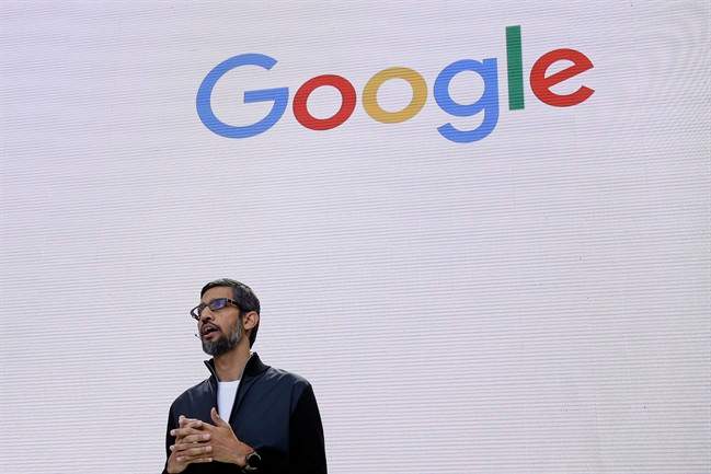 Google CEO Sundar Pichai delivers the keynote address for the Google I/O conference in Mountain View, Calif., May 17, 2017.