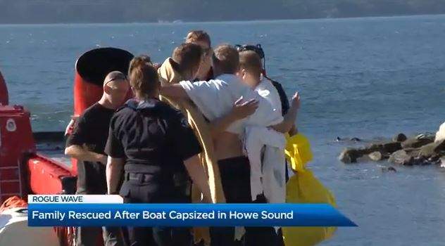 Family rescued after boat capsizes in Howe Sound - image