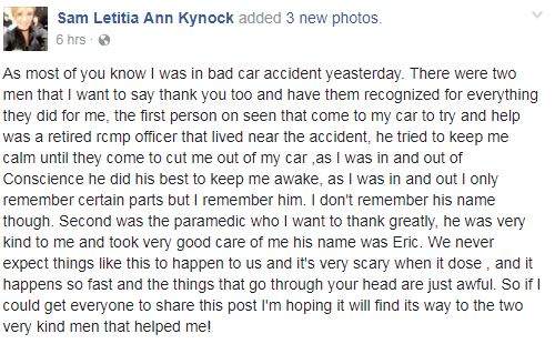 A Facebook post by Sam Letitia Ann Kynock has already been shared more than 200 times.