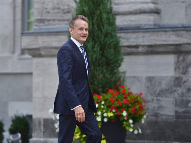 Veteran Affairs Minister Seamus O'Regan arrives Rideau Hall in Ottawa on Monday, Aug. 28, 2017.