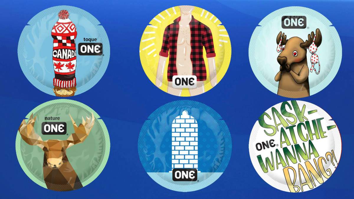 Some of the “Staff Picks” of design entries for the ONE Condoms One Canada Design Contest.