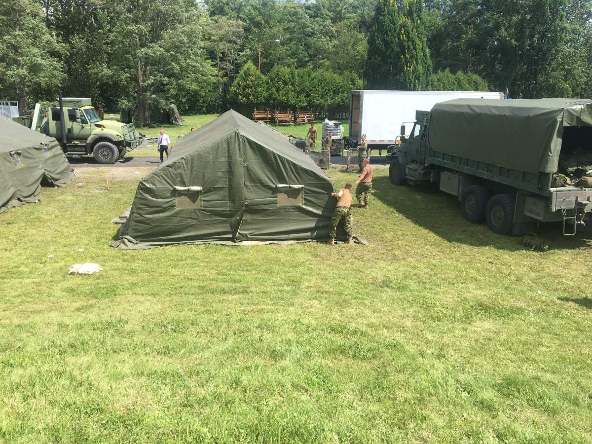 The Canadian Army is setting up camp at the Lacolle Canada-U.S. border to welcome asylum seekers, Weds. Aug. 9, 2017.
