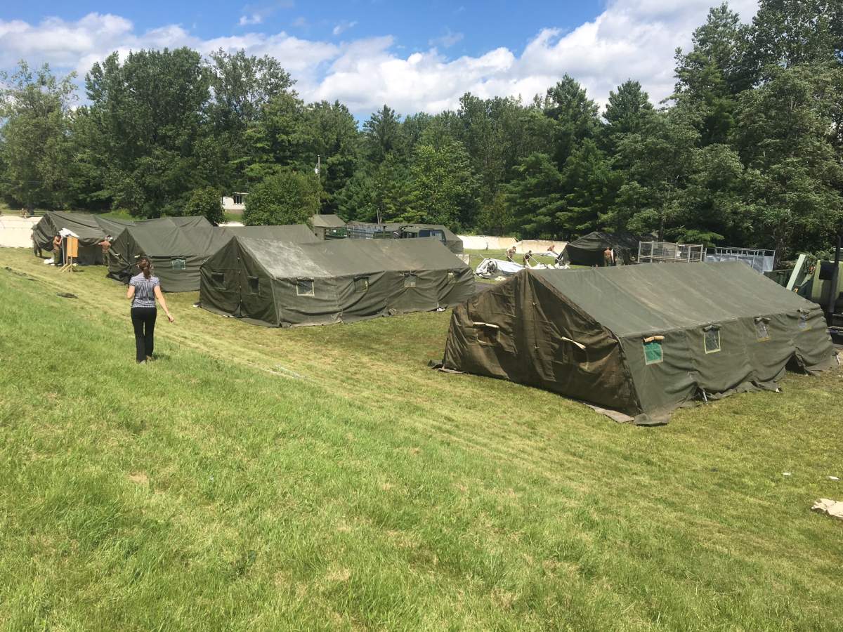 The Canadian Army is setting up camp at the Lacolle Canada-U.S. border to welcome asylum seekers, Weds. Aug. 9, 2017.