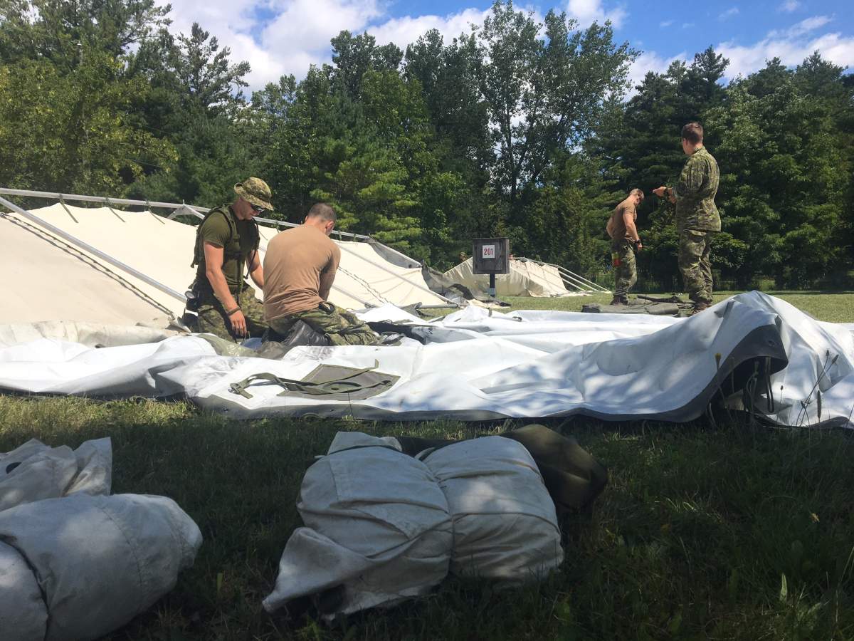 The Canadian Army is setting up camp at the Lacolle Canada-U.S. border to welcome asylum seekers, Weds. Aug. 9, 2017.