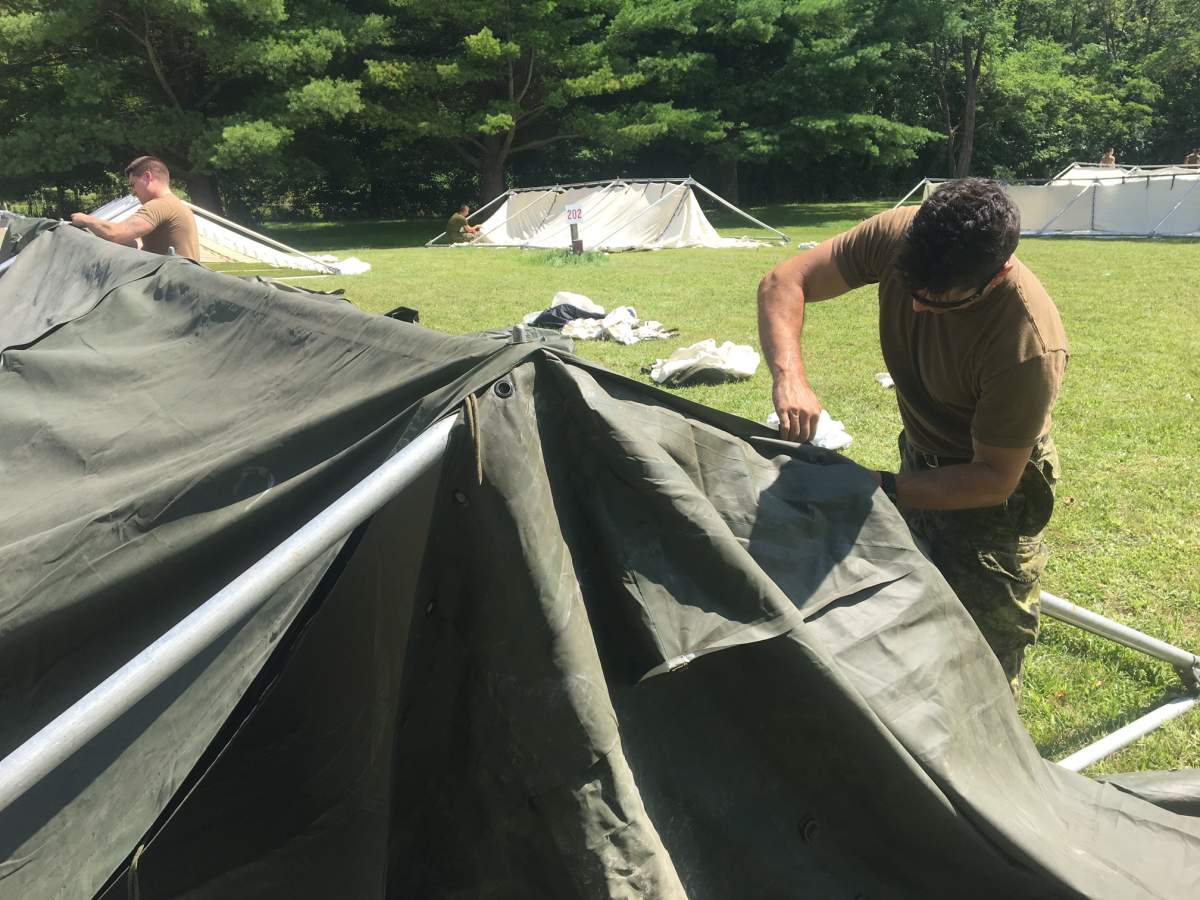 The Canadian Army is setting up camp at the Lacolle Canada-U.S. border to welcome asylum seekers, Weds. Aug. 9, 2017.