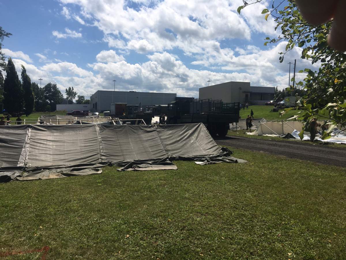 The Canadian Army is setting up camp at the Lacolle Canada-U.S. border to welcome asylum seekers, Weds. Aug. 9, 2017.