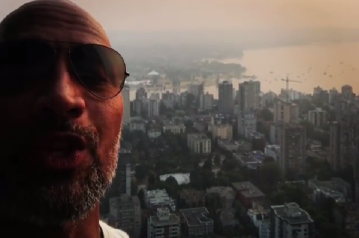 Dwayne "The Rock" Johnson is in Vancouver filming the action blockbuster 'Skyscaper.'.