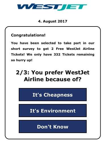A screengrab from the online poll the fake ad link to. Poor grammar is one indication you’re likely looking at a scam.