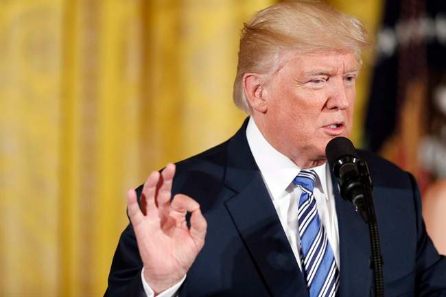 In this photo taken Aug 1, 2017, U.S. President Donald Trump speaks in the East Room of the White House in Washington.