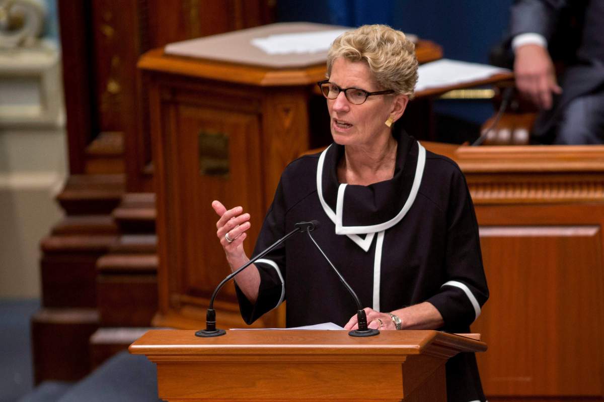 Ontario Premier Kathleen Wynne speaks at the National Assembly in Quebec City, Thursday, September 21, 2017. 