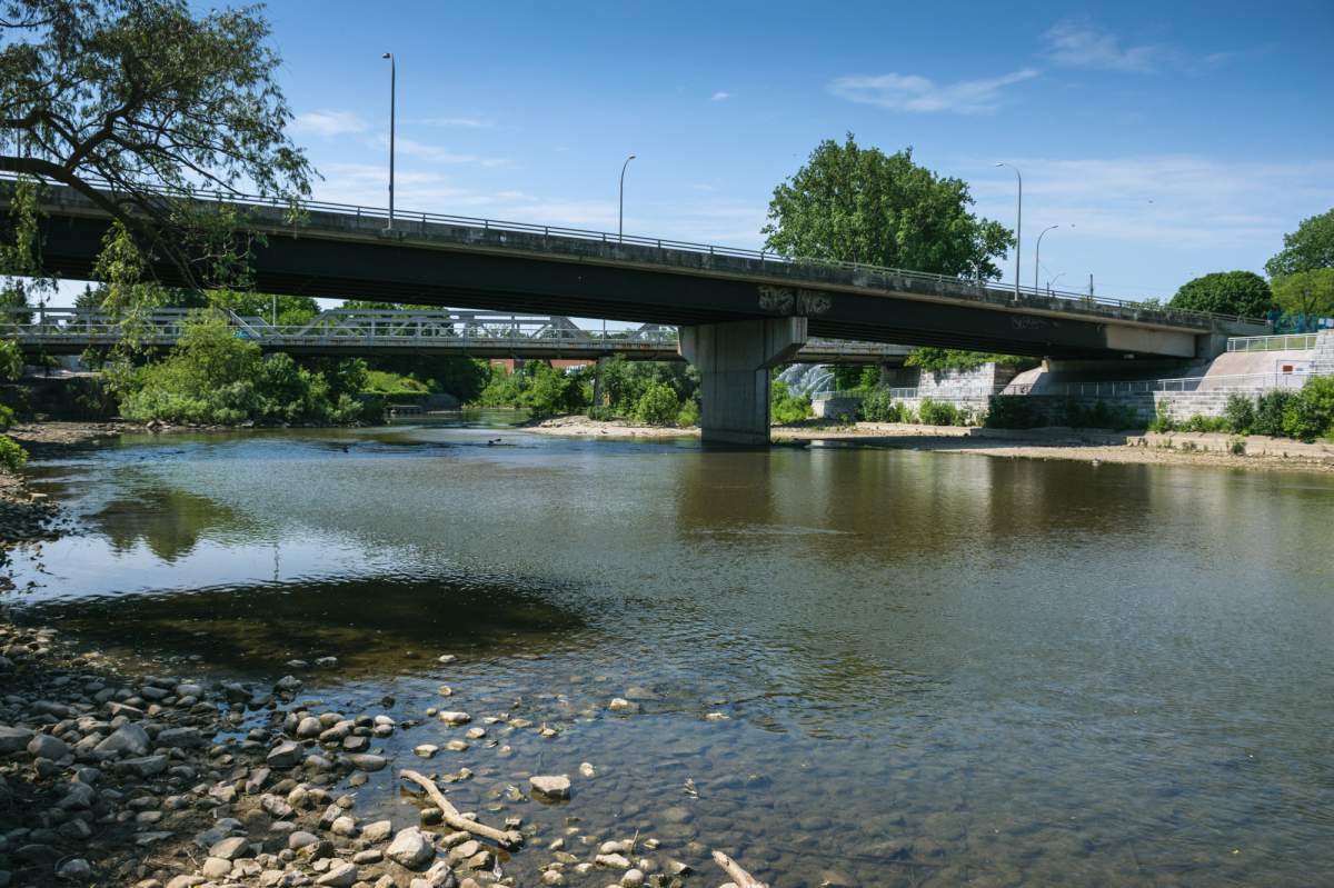 The Thames River and the Queens Avenue and Riverside Drive bridges as seen on June 14, 2017.