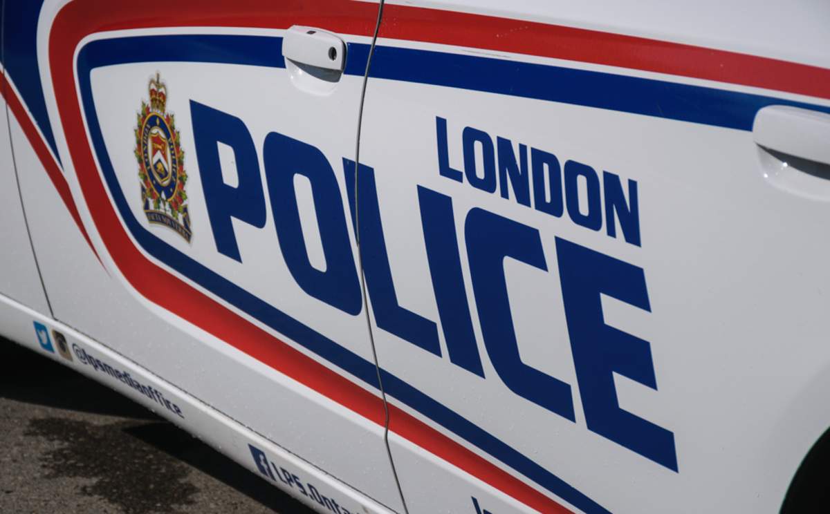 A close-up of the side of a police vehicle.