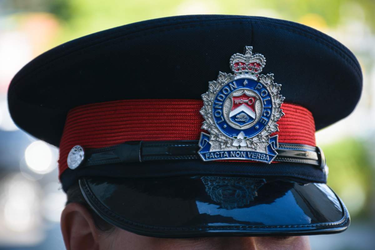 A uniformed London police hat