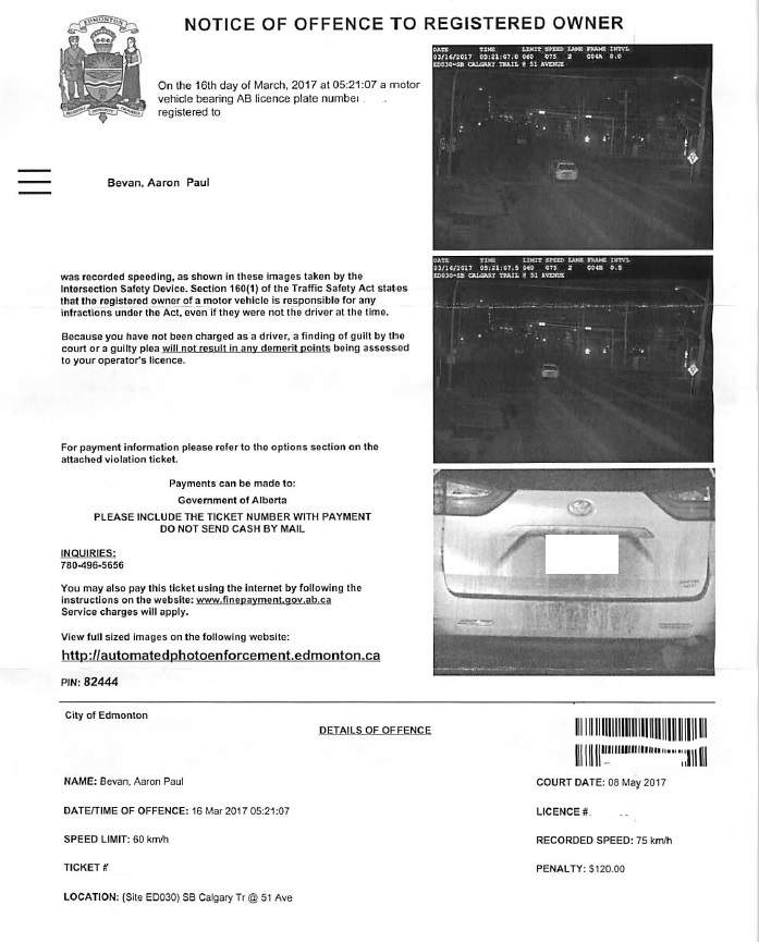 Aaron Bevan is upset after receiving two photo radar tickets in less than two minutes on Calgary Trail.
