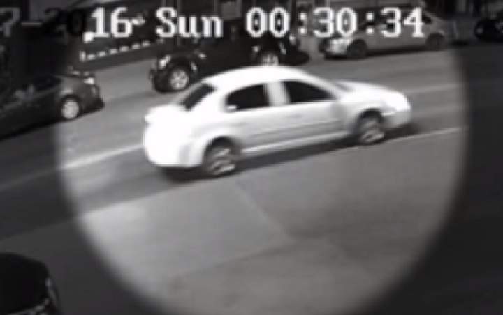 The suspect vehicle involved in a drive-by shooting on April 17, 2016, has been identified as a white 2007 four-door Pontiac G5.