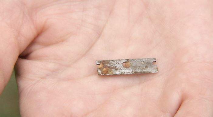 Sharp blade found in candy bar?