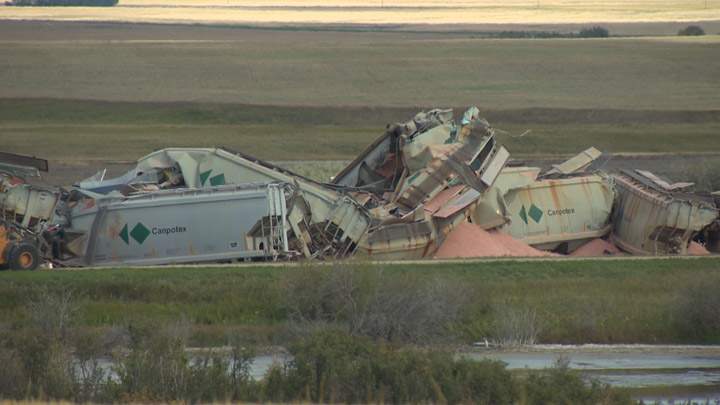 A Canadian Pacific freight train hauling potash has derailed southeast of Saskatoon.