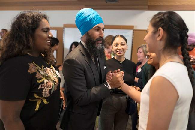 Jagmeet Singh greets supporters before the NDP's Leadership Showcase in Hamilton, Ont., on Sunday September 17 , 2017.
