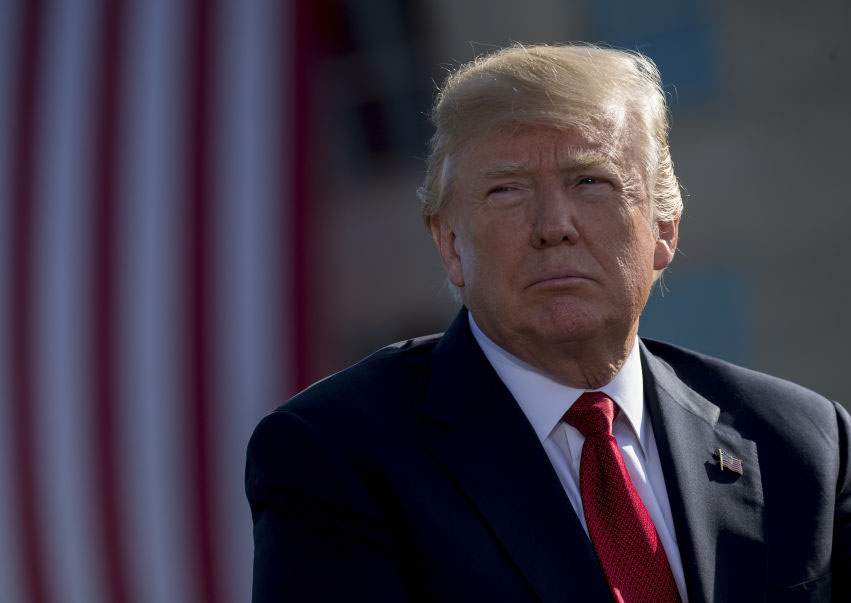 Donald Trump listens during a ceremony to commemorate the September 11, 2001 terrorist attacks, at the Pentagon in Washington, D.C.,.
