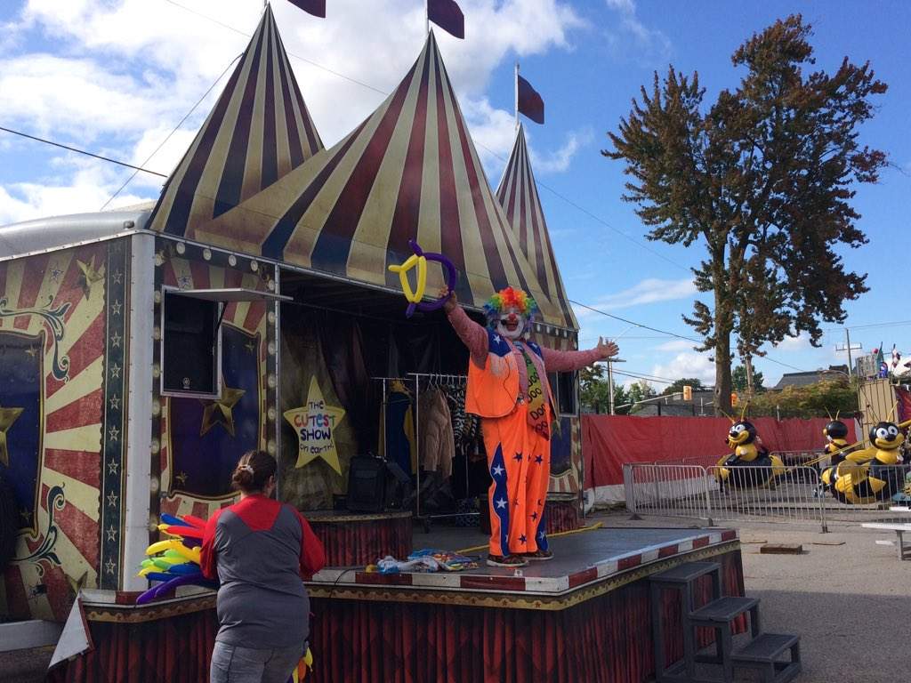 Doo Doo the Clown puts on a show for kids at the Western Fair, on Friday