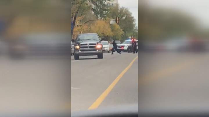 Police shoot a man in downtown Saskatoon who fired at officers and said posed a significant threat to the public.