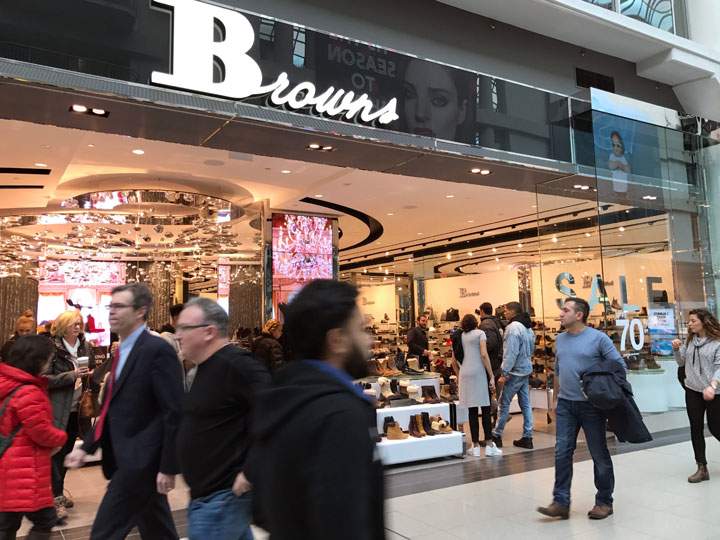 People shopping at Toronto's Eaton Centre