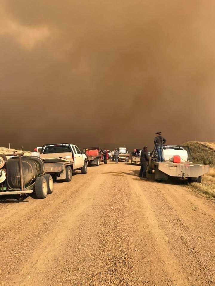 A grass fire near Glentworth was burning seven miles long and reaching up to two miles wide on Monday night. 