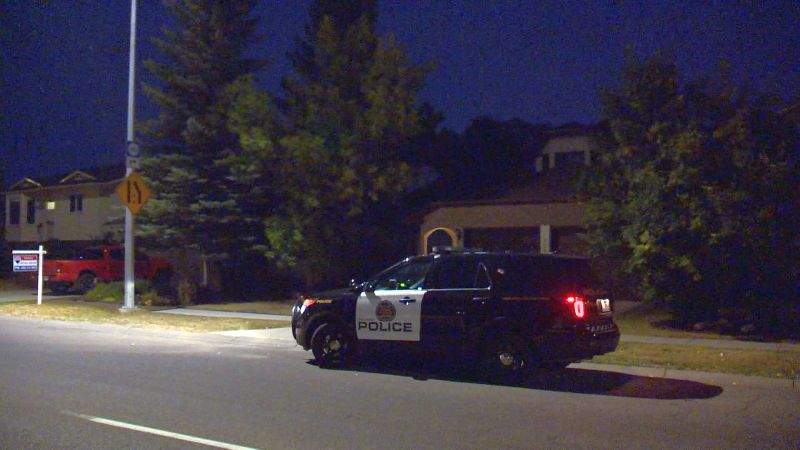 Calgary police investigate a death in the 200 block of Hawkwood Boulevard N.W. on Thursday, Aug. 31, 2017.