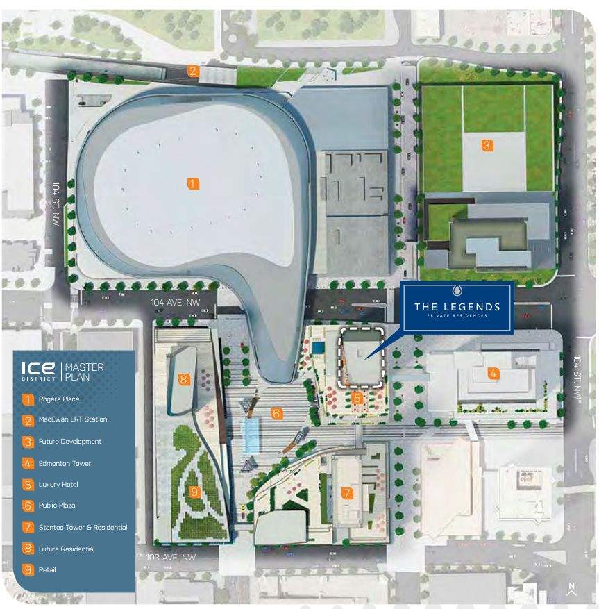 A map of the ICE District in downtown Edmonton.
