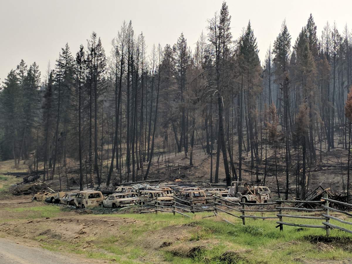 Wildfire damage near Hanceville in the Cariboo region. 