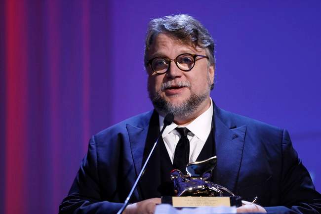 Guillermo del Toro is awarded the Golden Lion for best film for 'The Shape Of Water' during the award ceremony at the 74th Venice Film Festival at the Venice Lido, Italy, Saturday, Sept. 9, 2017.