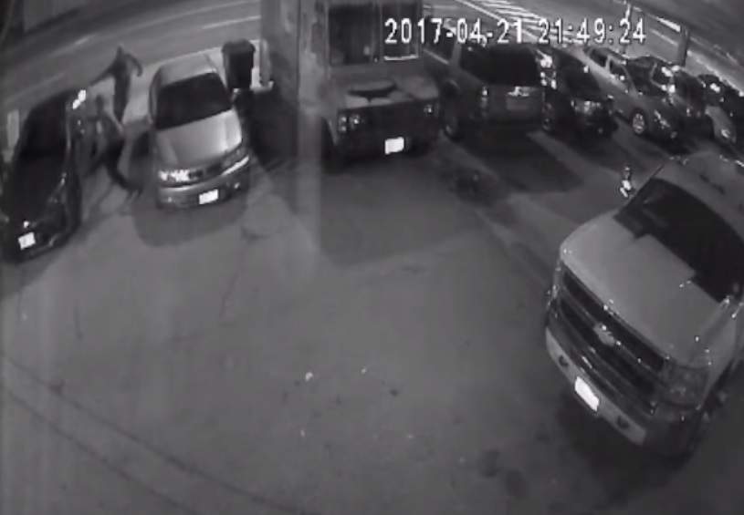 Surveillance video of a fatal shooting at a North York parking lot on April 21, 2017.
