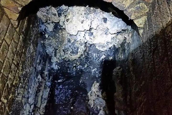 In this undated handout photo issued by Thames Water on Tuesday, Sept. 12, 2017, a view of part of a fatberg inside a sewer in Whitechapel, London.