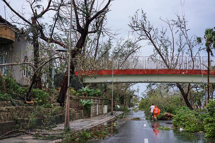 Trees block the streets after Hurricane Maria hit San Juan, Puerto Rico on September 20, 2017.