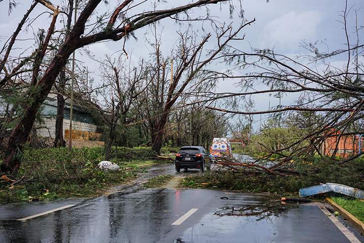 Trees block the streets after Hurricane Maria hit San Juan, Puerto Rico on September 20, 2017.