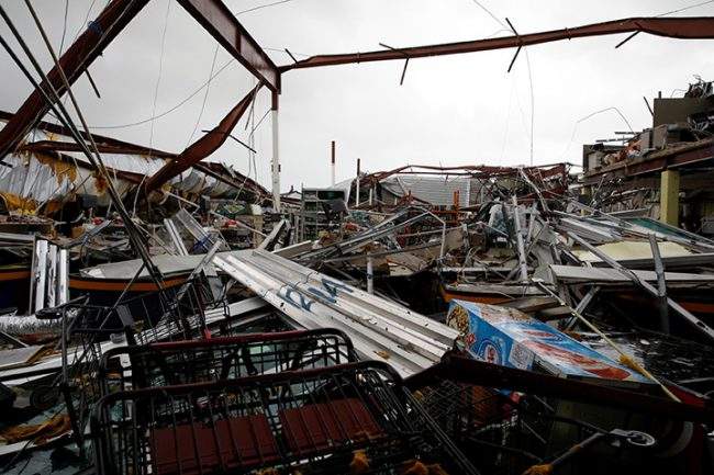 A damaged supermarket pictured in Guayama, Puerto Rico after the island was hit by Hurricane Maria, September 20, 2017.