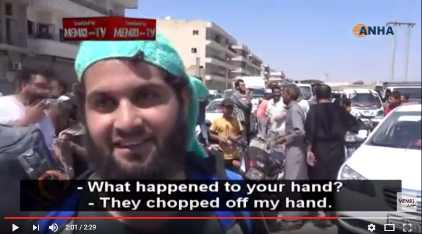 A resident of Manbiji said ISIS cut off his hand.