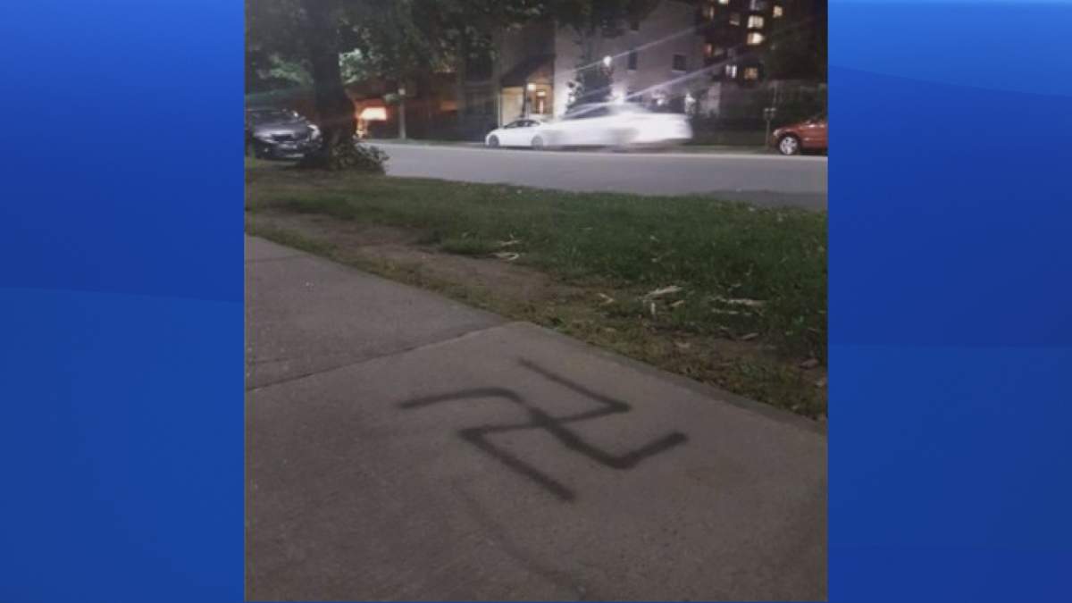 A photo of the swastika graffiti found on Spring Garden Road on September 26, 2017.