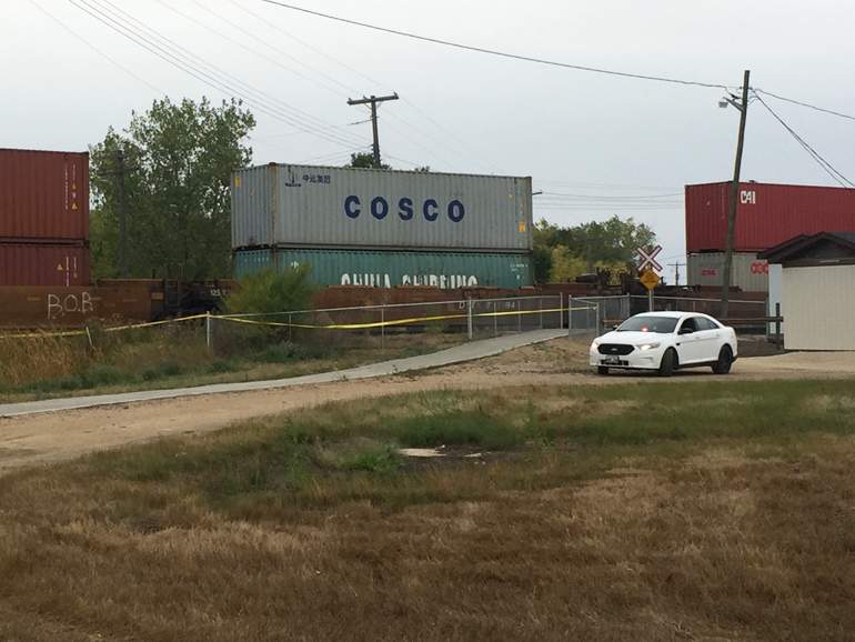 The St. Anne, Man. rail crossing where Kharma Brown was killed in September.
