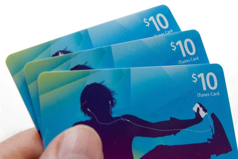 Three $10 iTunes gift cards.