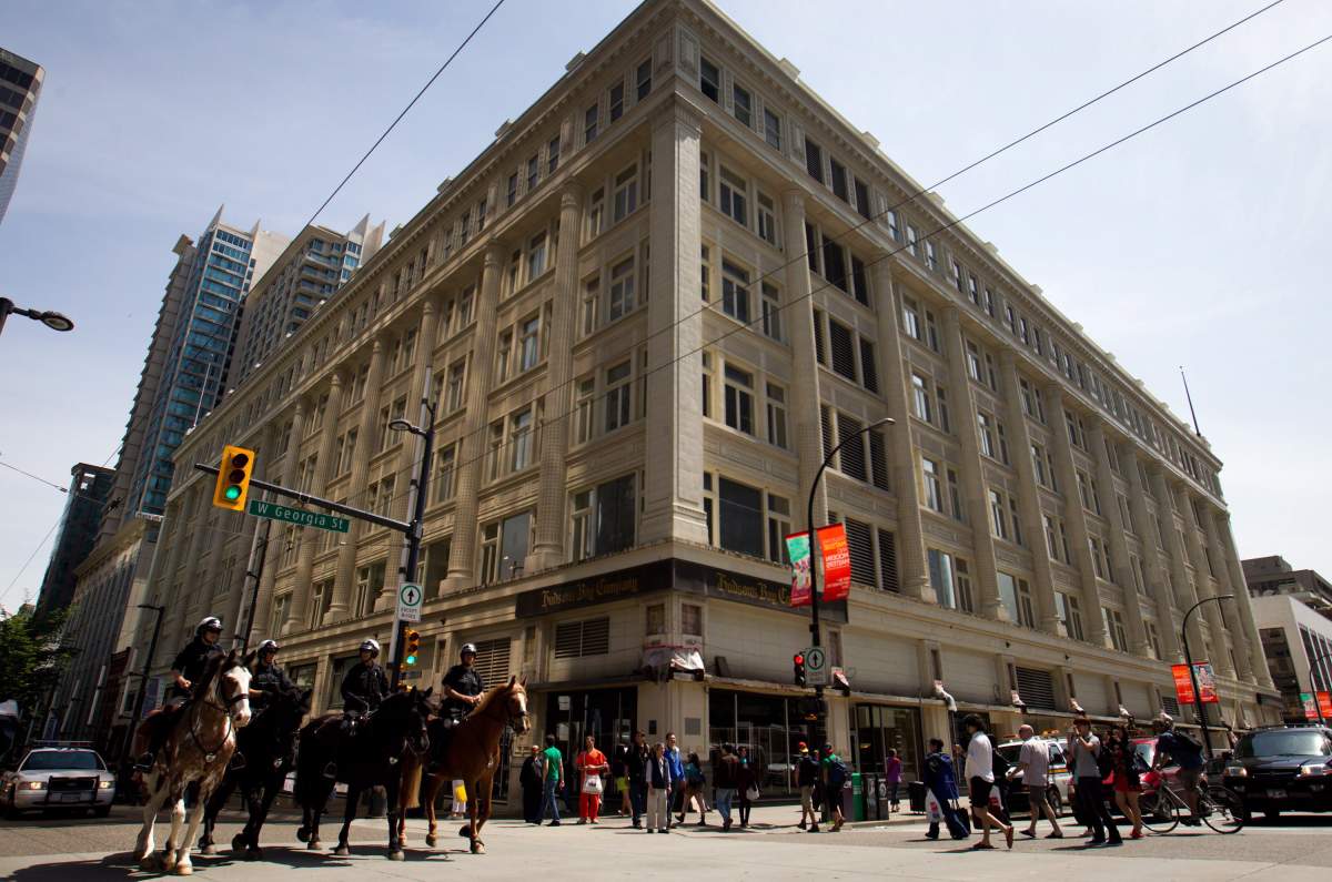 The Hudson's Bay Co. says it is exploring the possibility of selling its store in downtown Vancouver.