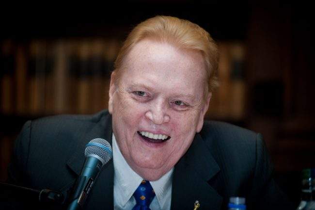 Larry Flynt speaks at the Oxford Union, Oxfordshire, Britain, Feb. 26, 2014.