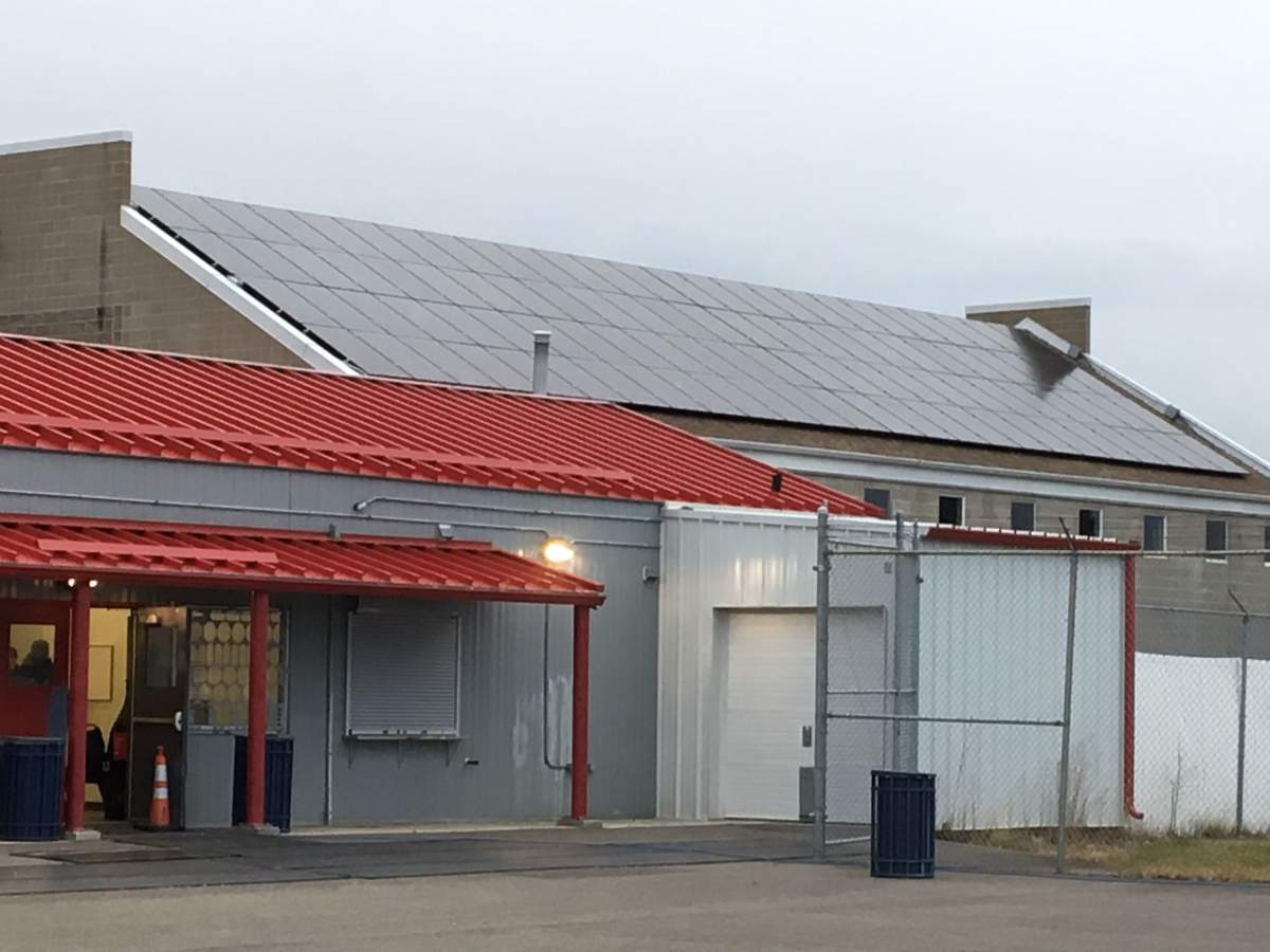 Evansdale Community League shows off its new solar panels on Oct. 25, 2017.
